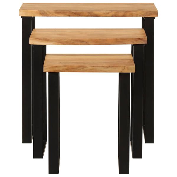 vidaXL Tables gigognes 3 pcs avec bord vivant bois massif d'acacia