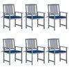 vidaXL Chaises de jardin et coussins lot de 6 Bois acacia massif Gris