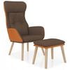 vidaXL Chaise de relaxation et repose-pied Marron Similicuir et tissu