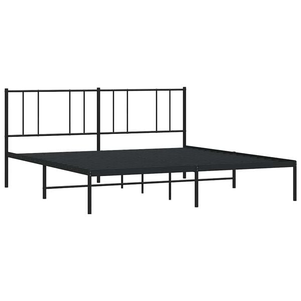 vidaXL Cadre de lit m&eacute;tal sans matelas avec t&ecirc;te de lit noir 183x213cm