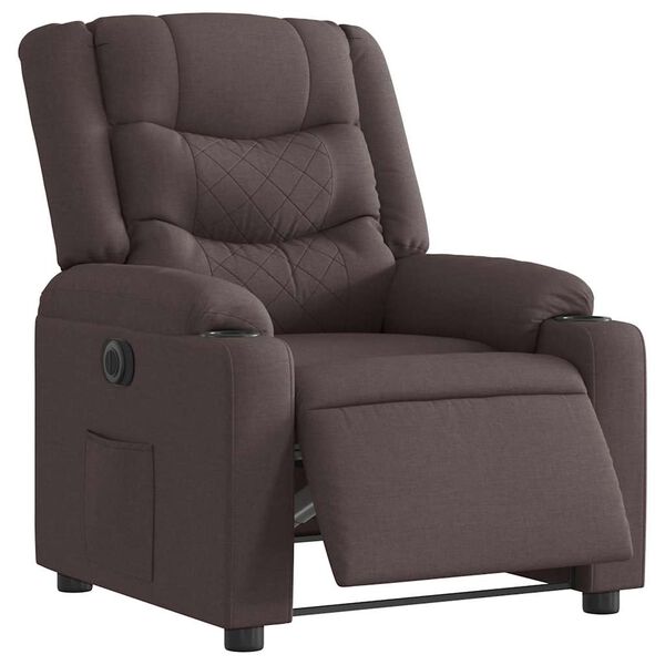 vidaXL Fauteuil inclinable &eacute;lectrique Marron fonc&eacute; Tissu
