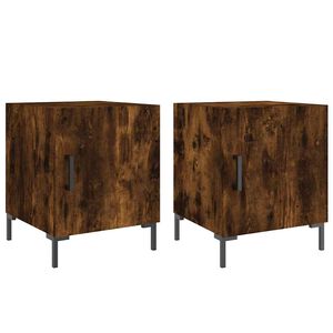 vidaXL Tables de chevet 2 pcs ch&ecirc;ne fum&eacute; 40x40x50 cm bois d'ing&eacute;nierie