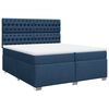 vidaXL Sommier &agrave; lattes de lit avec matelas Bleu 200x200 cm Tissu