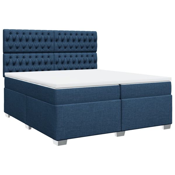 vidaXL Sommier &agrave; lattes de lit avec matelas Bleu 200x200 cm Tissu