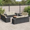 vidaXL Salon de jardin avec coussins 13 pcs noir r&eacute;sine tress&eacute;e