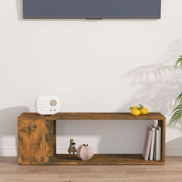 vidaXL Meuble TV Ch&ecirc;ne fum&eacute; 100x24x32 cm Bois d'ing&eacute;nierie