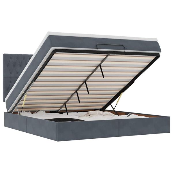 VidaXL Cadre de lit ottoman avec matelas gris fonc&eacute; 180x200cm velours