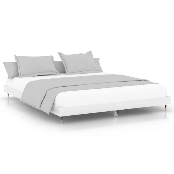 vidaXL Cadre de lit sans matelas blanc brillant 140x200 cm