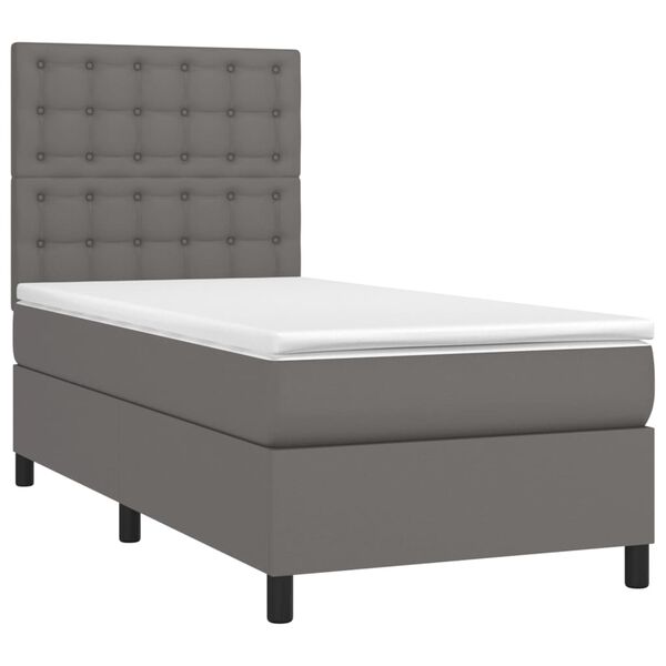 vidaXL Sommier &agrave; lattes de lit avec matelas et LED Gris 100x200 cm