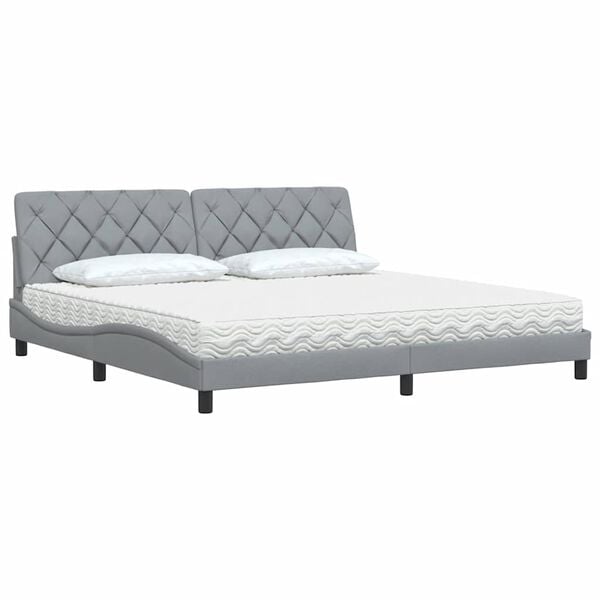 vidaXL Lit avec matelas gris clair 200x200 cm tissu