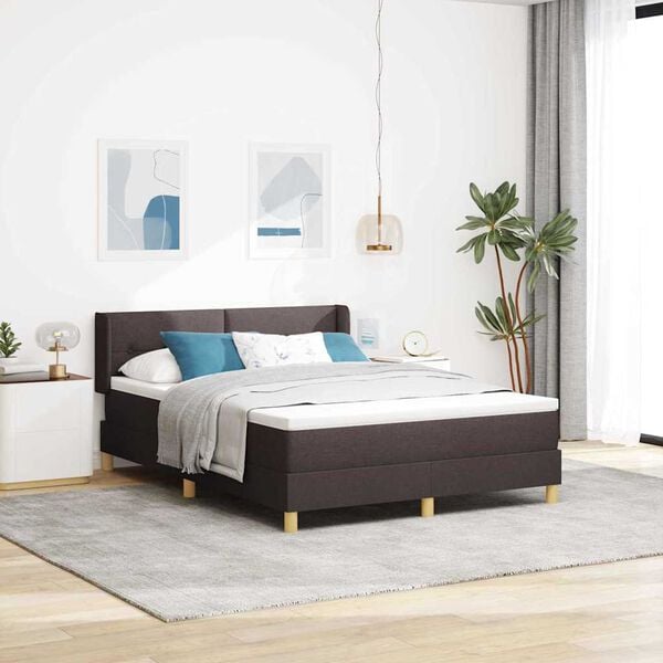 vidaXL Lit &agrave; ressorts avec matelas Marron fonc&eacute; 200 x 140 cm Polyester