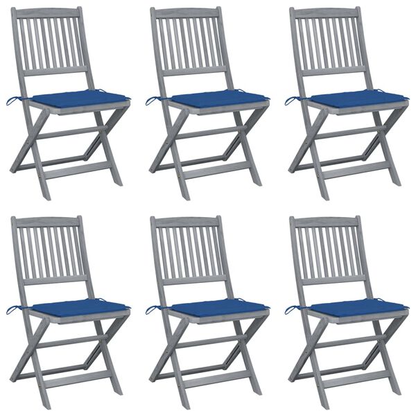 vidaXL Chaises pliables d'ext&eacute;rieur lot de 6 et coussins Bois d'acacia