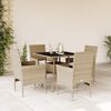 vidaXL Ensemble &agrave; manger de jardin et coussins 5 pcs beige rotin verre