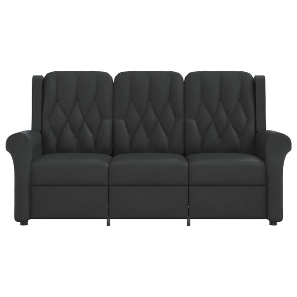 vidaXL Fauteuil de massage inclinable 3places noir brillant similicuir