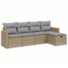 vidaXL Salon de jardin avec coussins 5pcs m&eacute;lange beige r&eacute;sine tress&eacute;e
