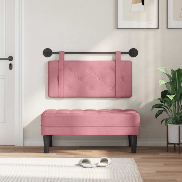 vidaXL T&ecirc;te de lit suspendue Montage mural Rose 90 x 55 x 5 cm Velours