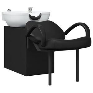 vidaXL Fauteuil de shampooing Noir et Blanc 136 x 60 x 92 cm PVC