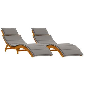 vidaXL Transat 2 pc Bois d'Acacia Massif Gris