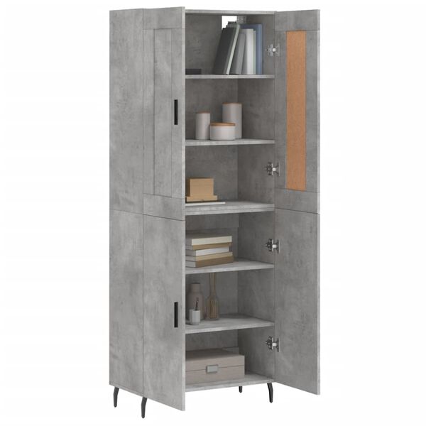 vidaXL Buffet haut Gris b&eacute;ton 69,5x34x180 cm Bois d'ing&eacute;nierie