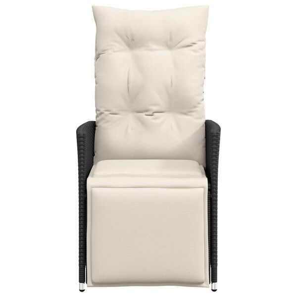 vidaXL Chaises inclinables de jardin lot de 2 et coussins noir rotin