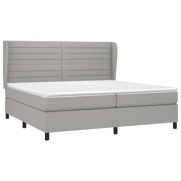 vidaXL Sommier &agrave; lattes de lit avec matelas Gris clair 200x200cm Tissu