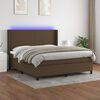 vidaXL Sommier &agrave; lattes de lit matelas et LED Marron fonc&eacute; 160x200 cm
