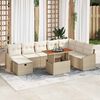 vidaXL Ensemble de canap&eacute; de jardin 9 pcs Beige polyrotin