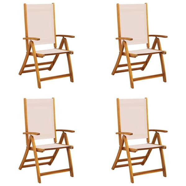 vidaXL Chaises pliables de jardin lot de 4 bois d'acacia et textil&egrave;ne
