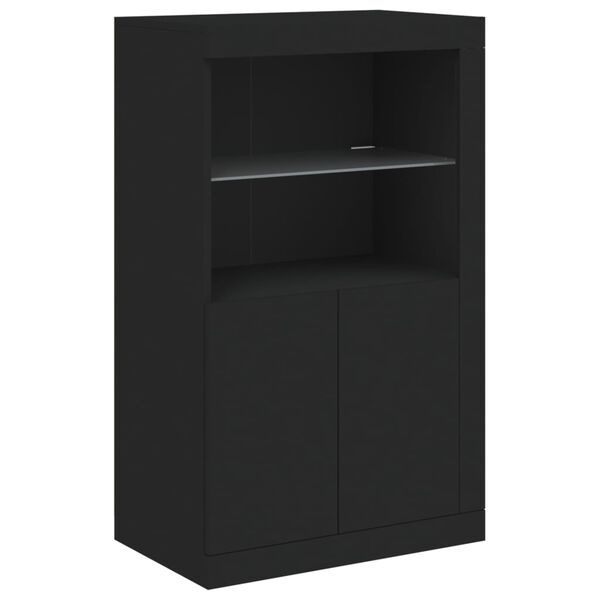vidaXL Armoire latérale avec lumières LED noir bois d'ingénierie