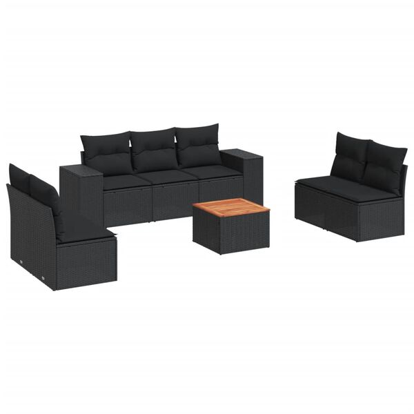 vidaXL Salon de jardin 8 pcs avec coussins noir r&eacute;sine tress&eacute;e