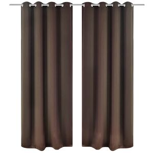 2 pcs Rideau Blackout Occultant Brun avec &OElig;illets en m&eacute;tal 135x245cm
