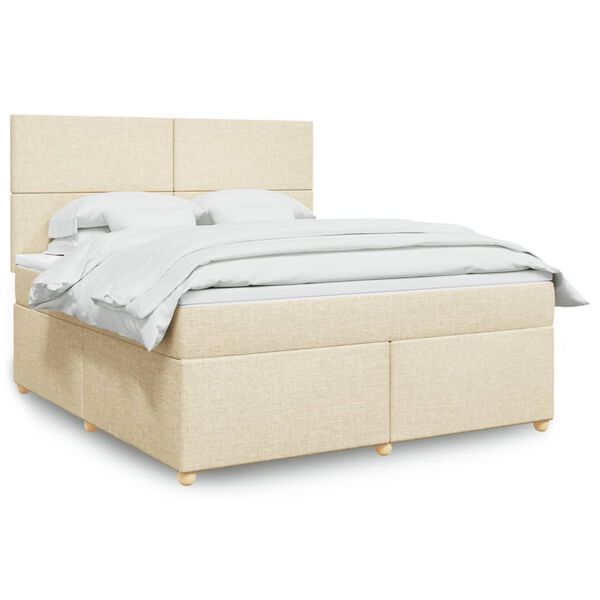 vidaXL Sommier &agrave; lattes de lit avec matelas Cr&egrave;me 180x200 cm Tissu