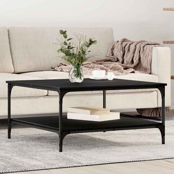 vidaXL Table basse Chêne noir 80 x 80 x 40 cm Bois d'ingénierie