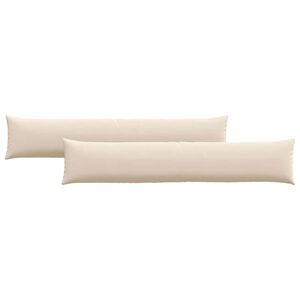 vidaXL Coussins de canap&eacute; 2 pcs Beige 200 x 40 cm tissu