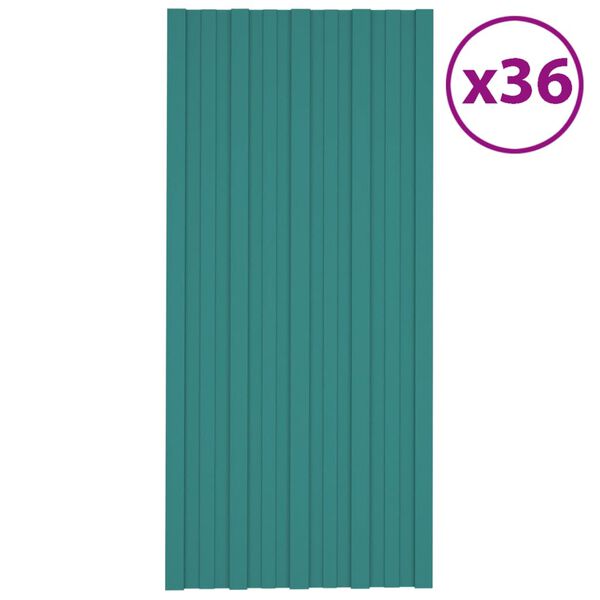 vidaXL Panneaux de toiture 36 pcs Acier galvanisé Vert 100x45 cm