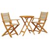 vidaXL Ensemble de bistro 3 pcs beige polypropyl&egrave;ne et bois massif
