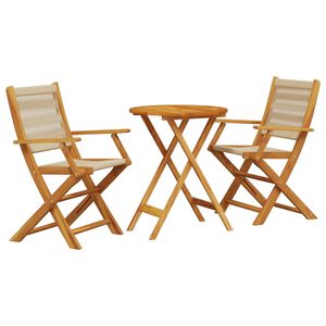 vidaXL Ensemble de bistro 3 pcs beige polypropyl&egrave;ne et bois massif