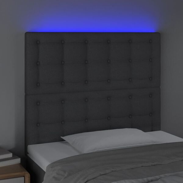 vidaXL T&ecirc;te de lit &agrave; LED Gris fonc&eacute; 100x5x118/128 cm Tissu
