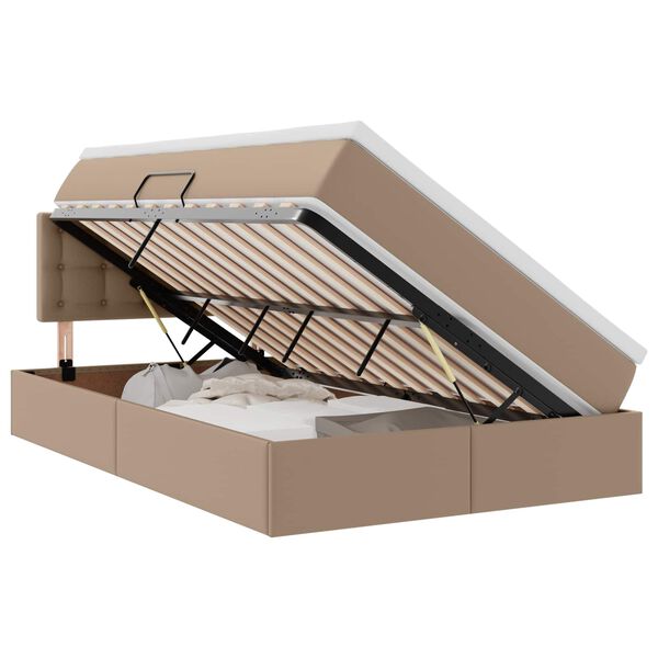 vidaXL Lit avec rangement et LED avec matelas Cappuccino 120 x 190 cm