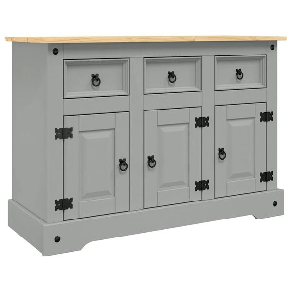 vidaXL Buffet Corona gris 112x43x78 cm bois massif pin mexicain