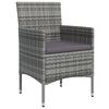 vidaXL Ensemble à manger de jardin et coussins 5pcs Gris/noir