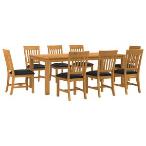 vidaXL Ensemble de salle &agrave; manger 9 pc Noir Bois de ch&ecirc;ne massif