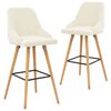 vidaXL Chaises de bar lot de 2 cr&egrave;me velours
