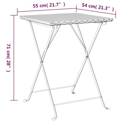 vidaXL Table de bistrot pliante Noir 55x54x71 cm Résine tressée
