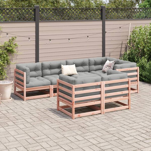 vidaXL Salon de jardin 7 pcs et coussins bois massif sapin de douglas