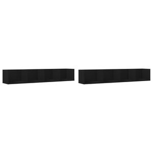 vidaXL Armoires murales 2 pcs noir 99x18x16,5 cm bois d'ing&eacute;nierie