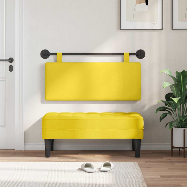 vidaXL T&ecirc;te de lit suspendue Montage mural Uni Tissu en velours c&ocirc;tel&eacute;