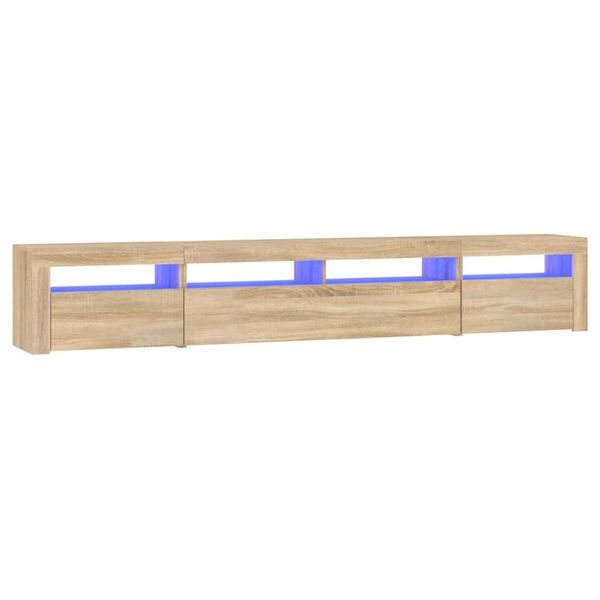 vidaXL Meuble TV avec lumi&egrave;res LED Ch&ecirc;ne sonoma 240x35x40 cm
