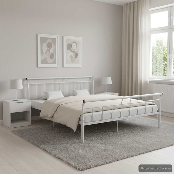 vidaXL Cadre de lit sans matelas blanc m&eacute;tal 160x200 cm