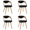 vidaXL Chaises &agrave; manger lot de 4 noir bois courb&eacute; et similicuir